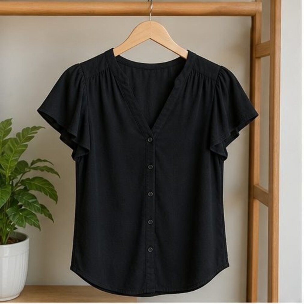 Black Tie Neck Blouse